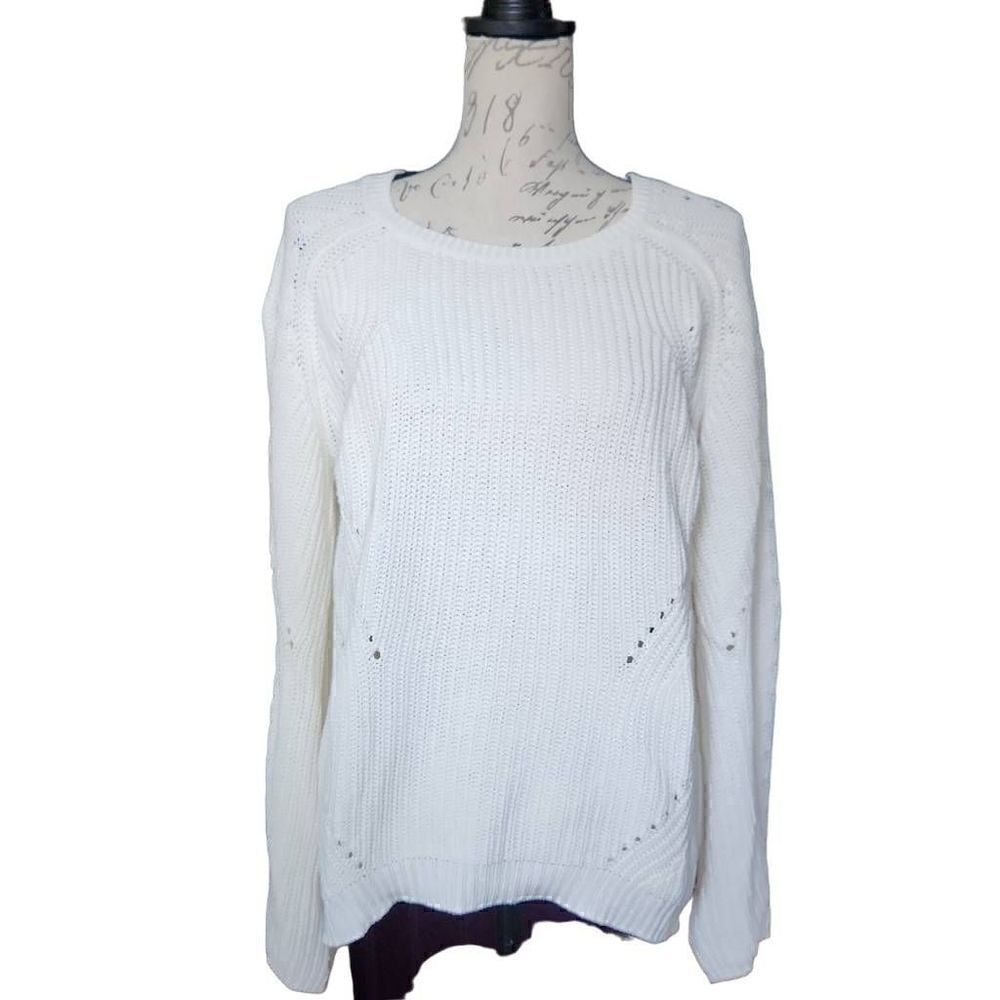 Workshop Republic Ladies Size Large White Knit Long Sleeve Sweater